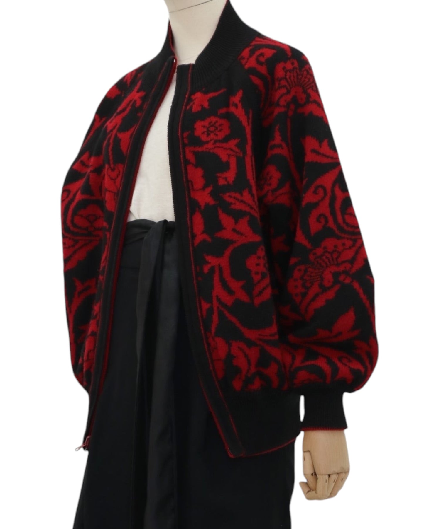 Vintage Jacquard-Knit Wool Reversible Cardigan