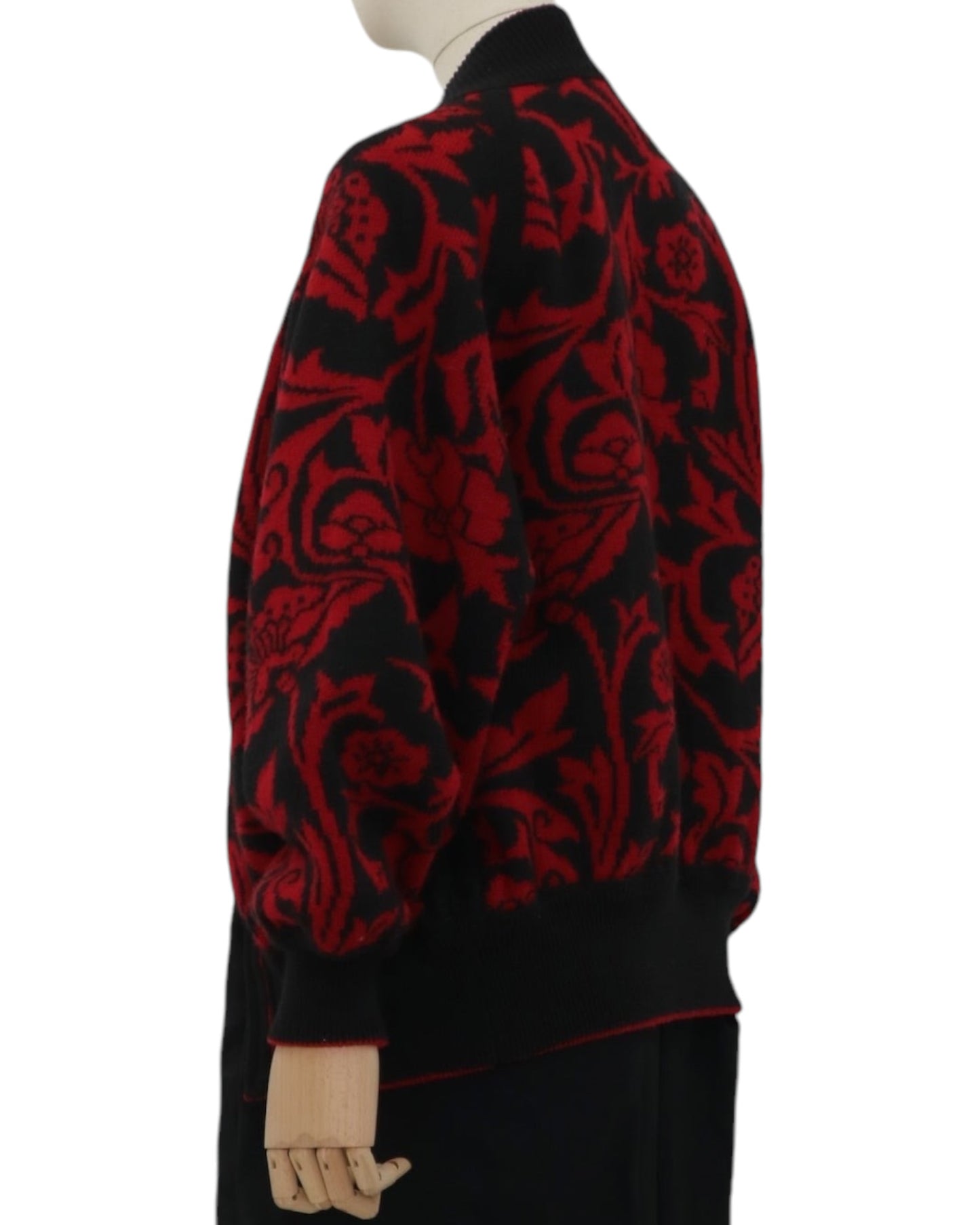 Vintage Jacquard-Knit Wool Reversible Cardigan