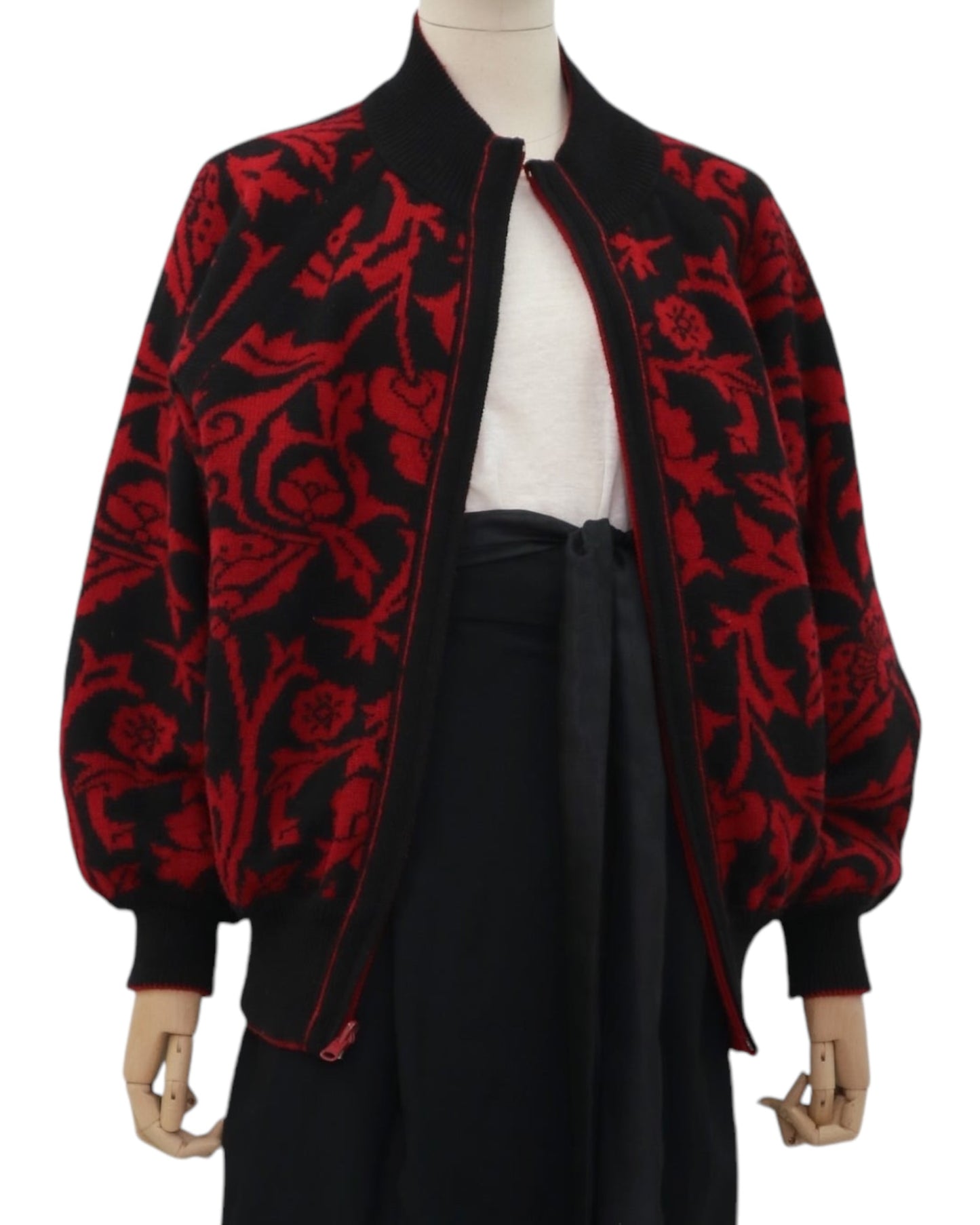 Vintage Jacquard-Knit Wool Reversible Cardigan