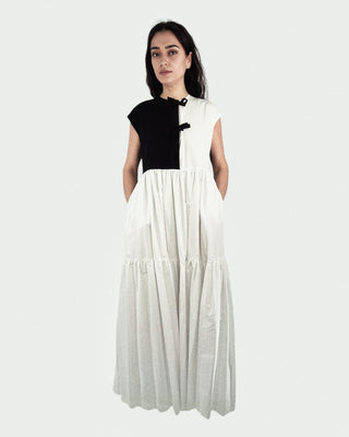 Tied Front Exaggerated Volume Maxi Dress