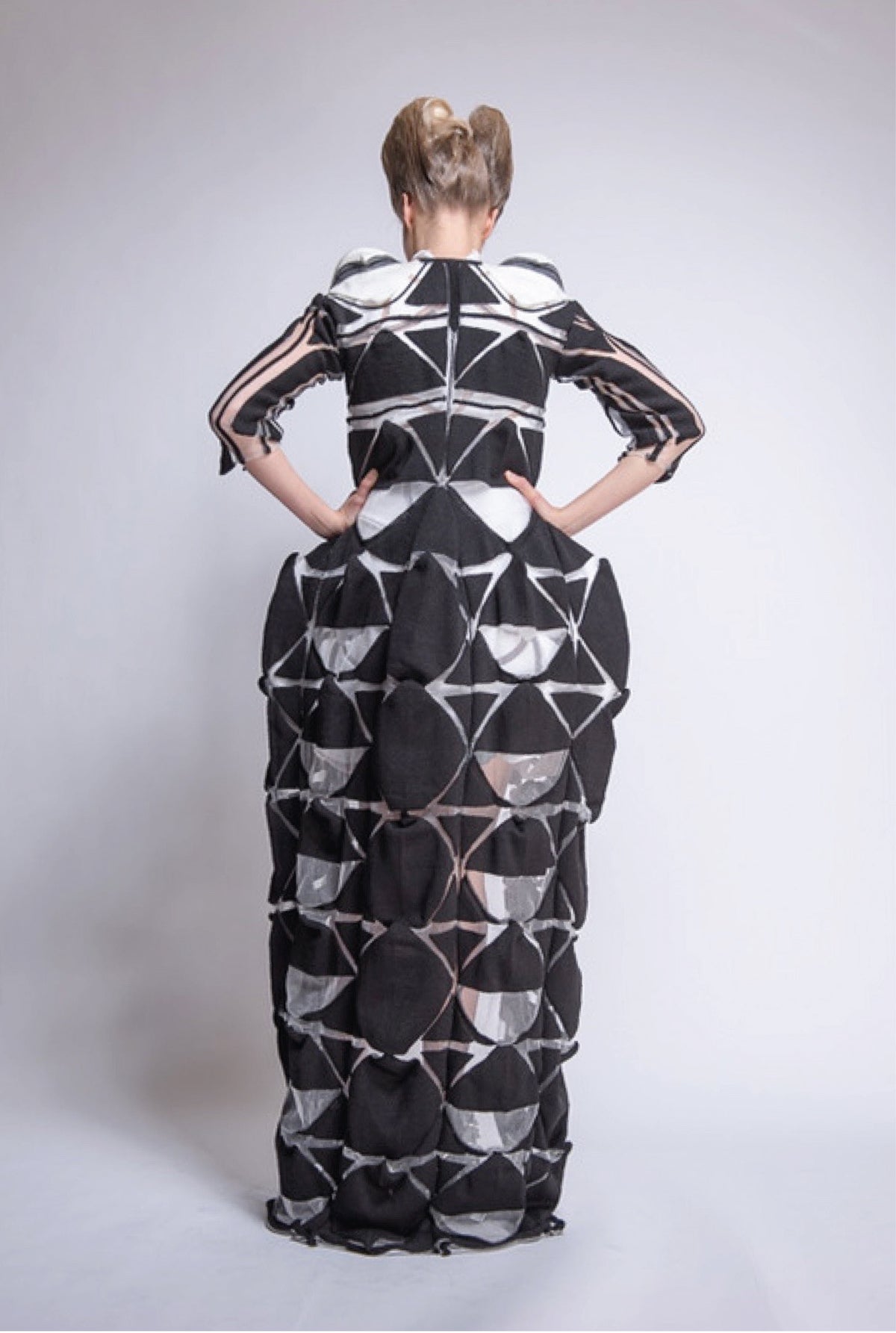 Aperture Black & Ivory Engineered Knit Coat