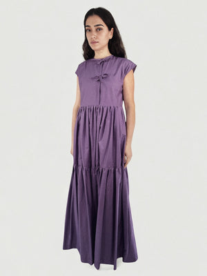 Tied Front Exaggerated Volume Maxi Dress