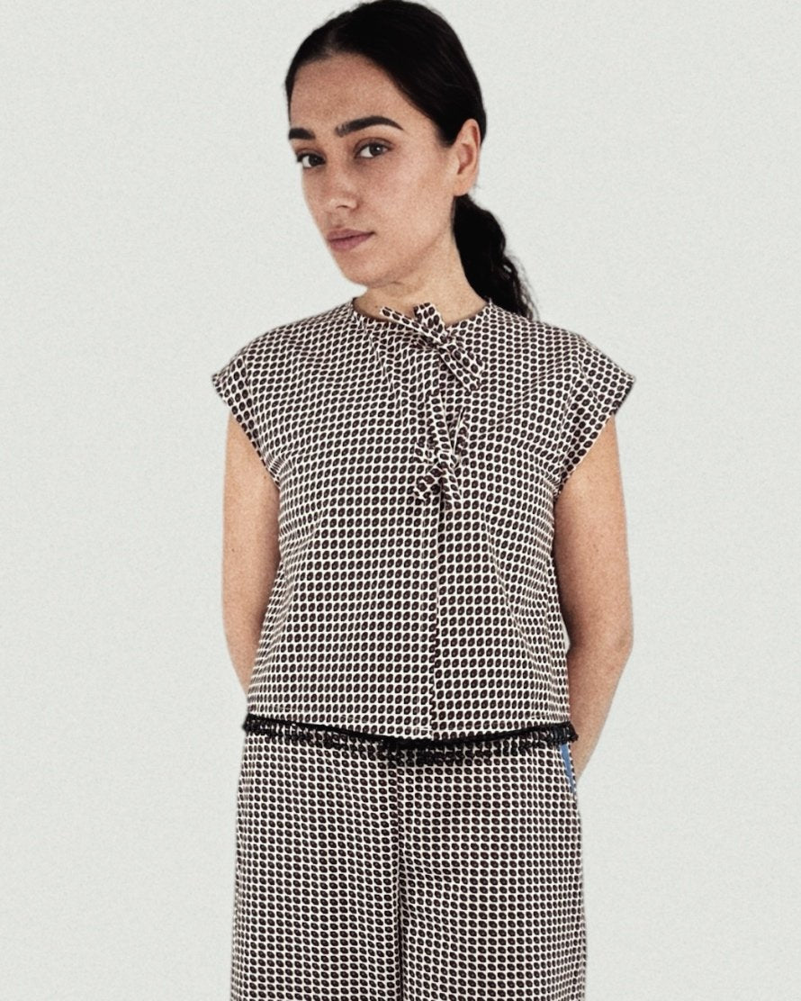 Tied Front Top & High Waist Trousers Set