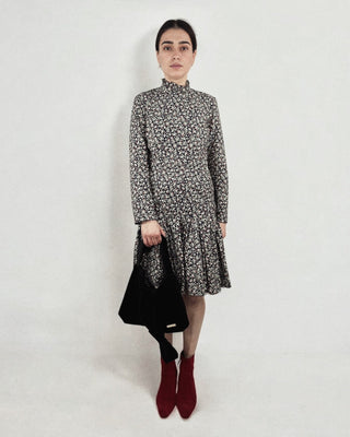Tie Neck Tiered Knee- length Dress