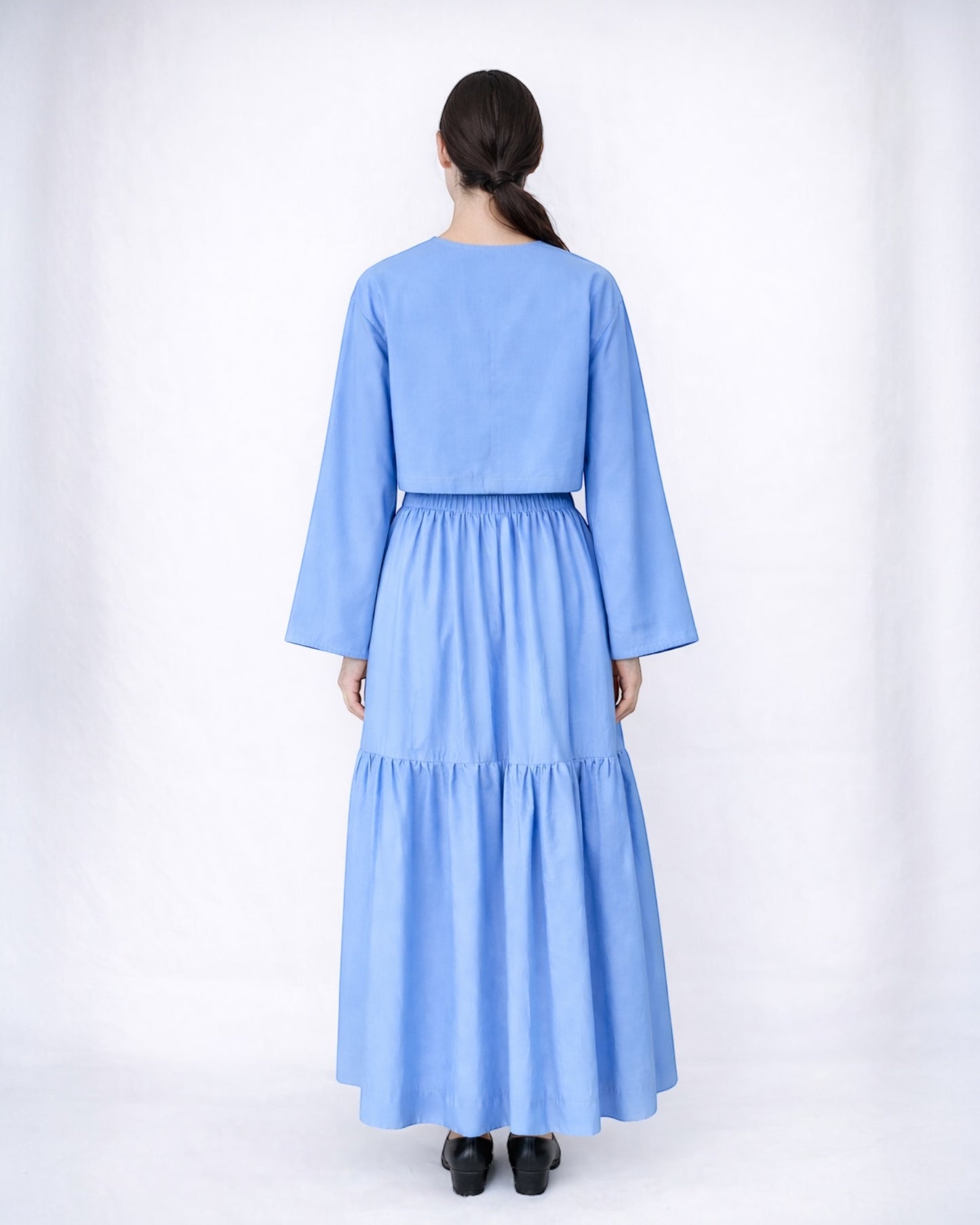 Cotton Tie-Front Top & Volume Maxi Set