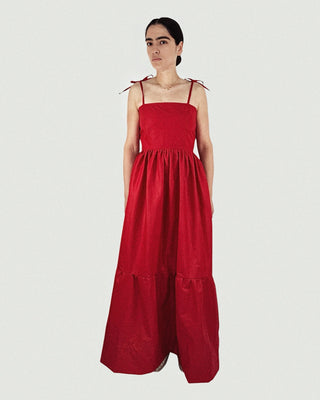 Mystic Moods Vintage Red Bow Maxi Dress
