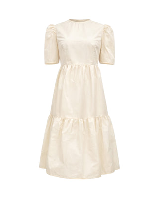 Mystic Moods Silk Moire Maxi with Puff Sleeves