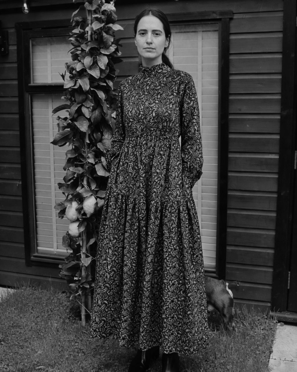 Made to Order Tie Neck Tiered Maxi Dress