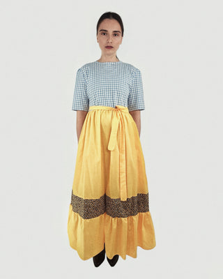 Pattern Block Tiered Maxi Dress