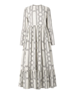 Abstract Sunset Print Tiered  Maxi Dress