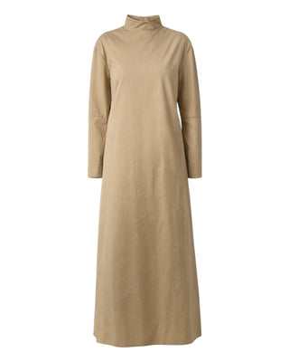 Trapeze Midi Dress with Stand Collar