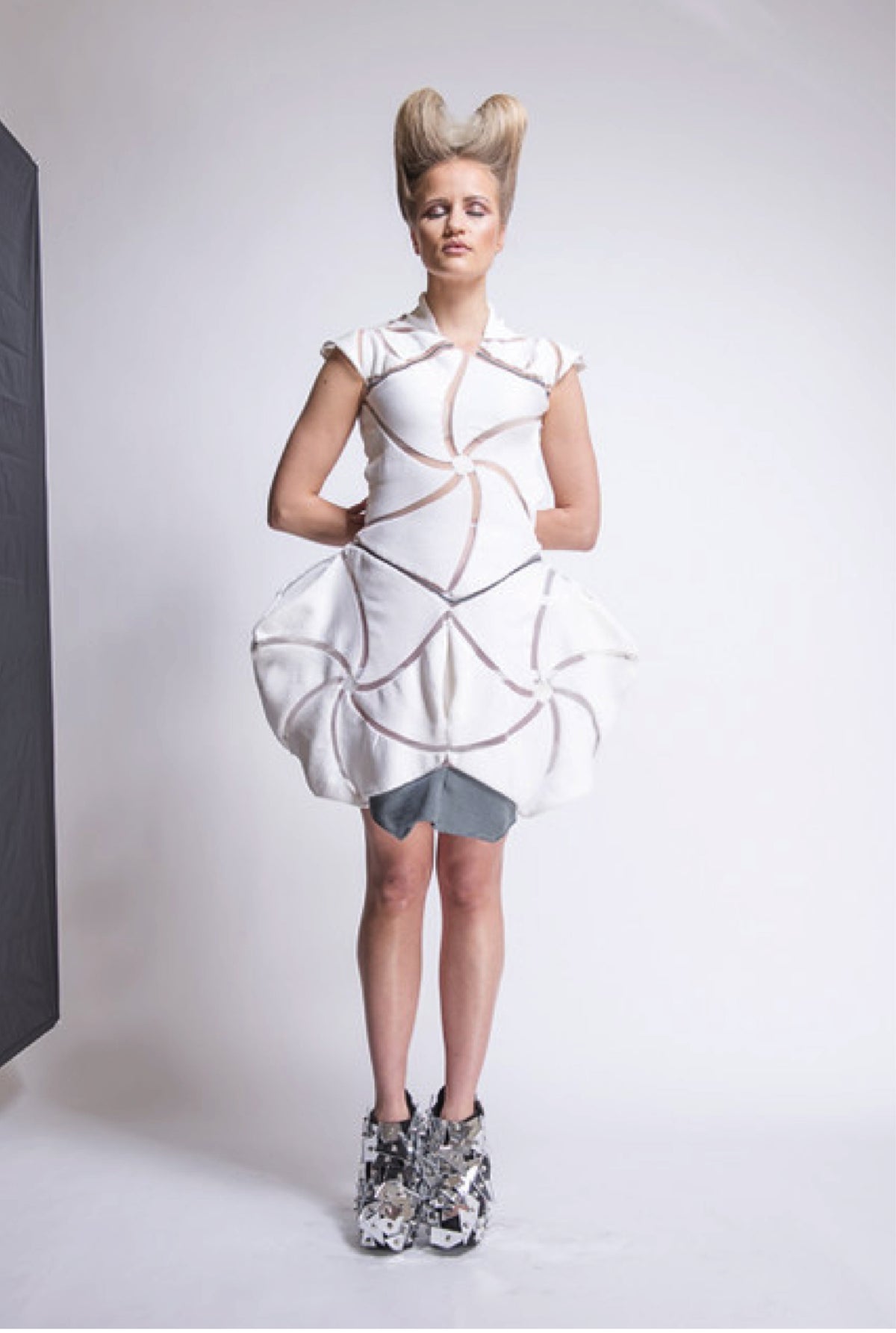 Halo Ivory Sculptural Engineered Knit Dress