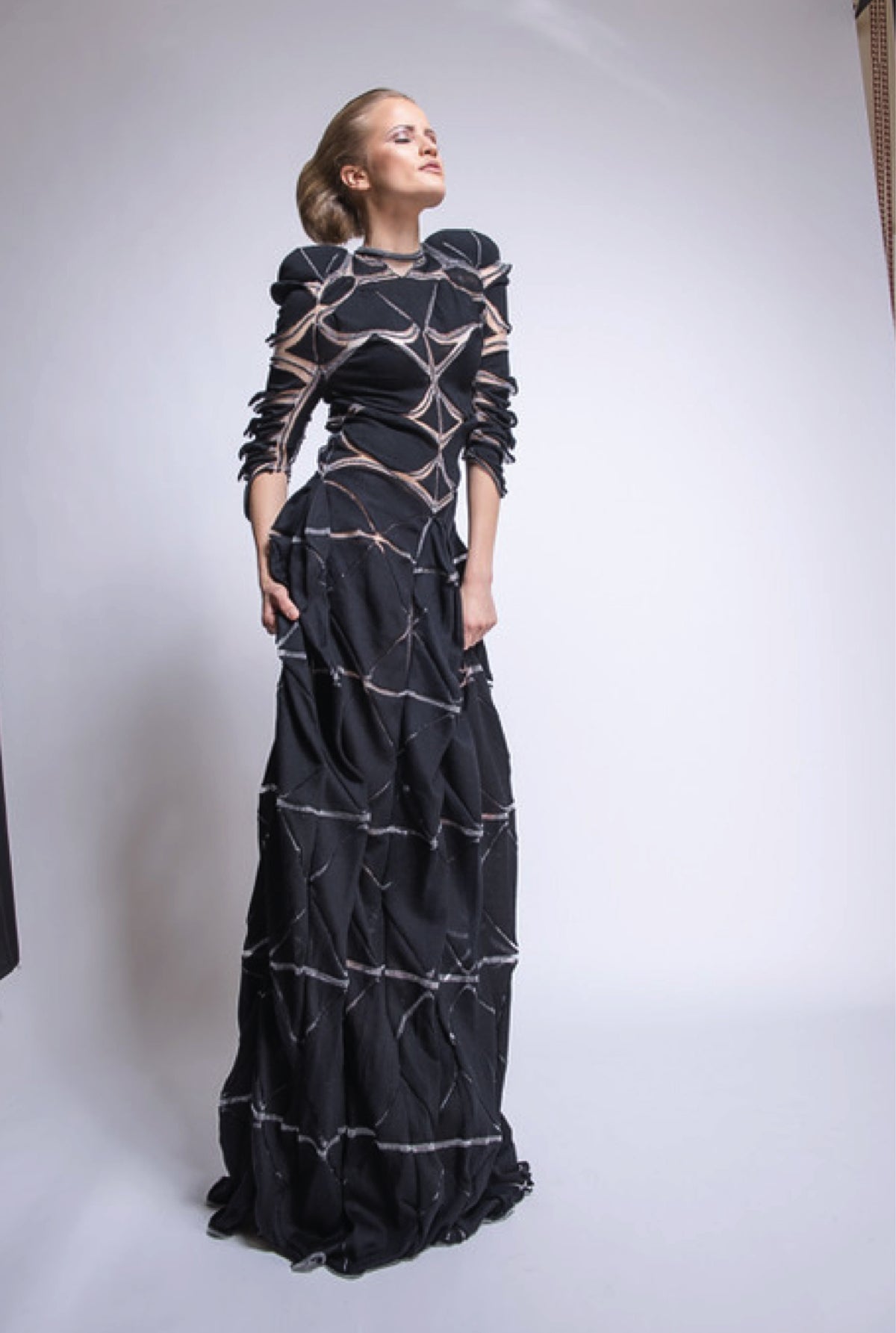 Nocturne Sculptural Silk Knit Maxi Gown