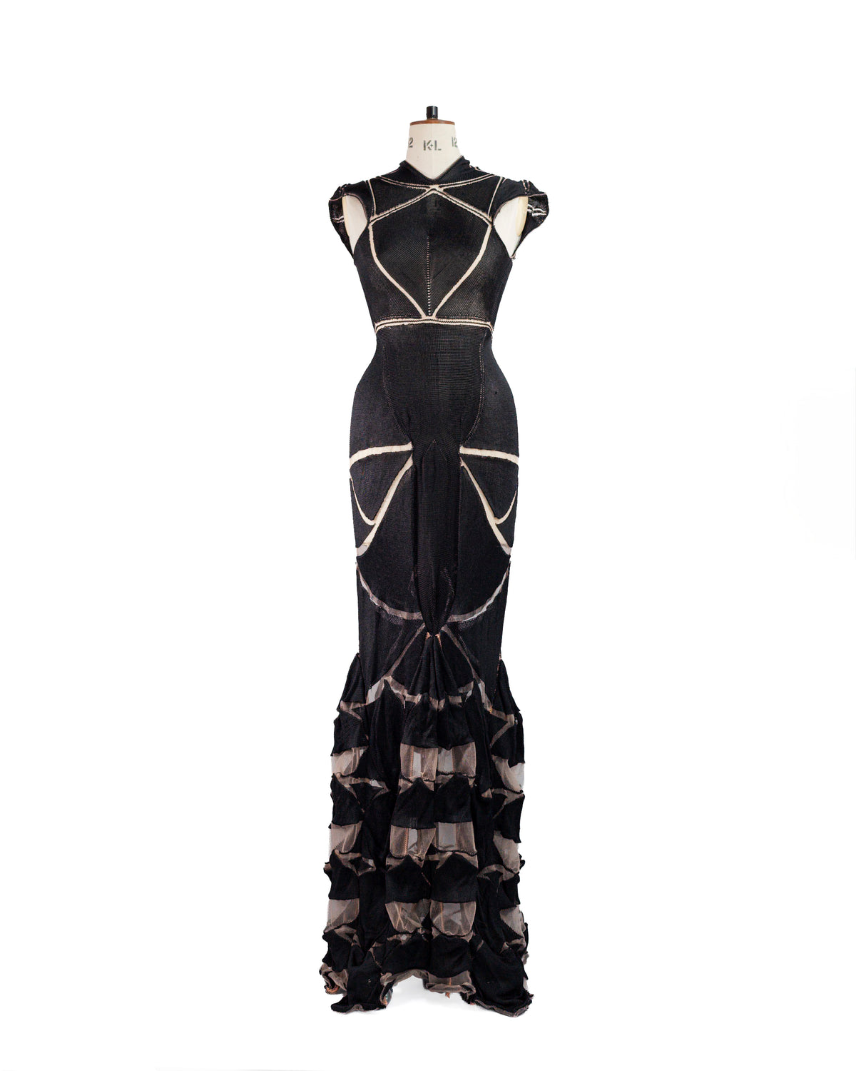 Continuum Black Silk Engineered Knit Gown