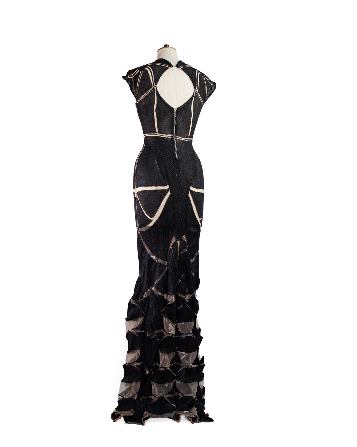 Continuum Black Silk Engineered Knit Gown