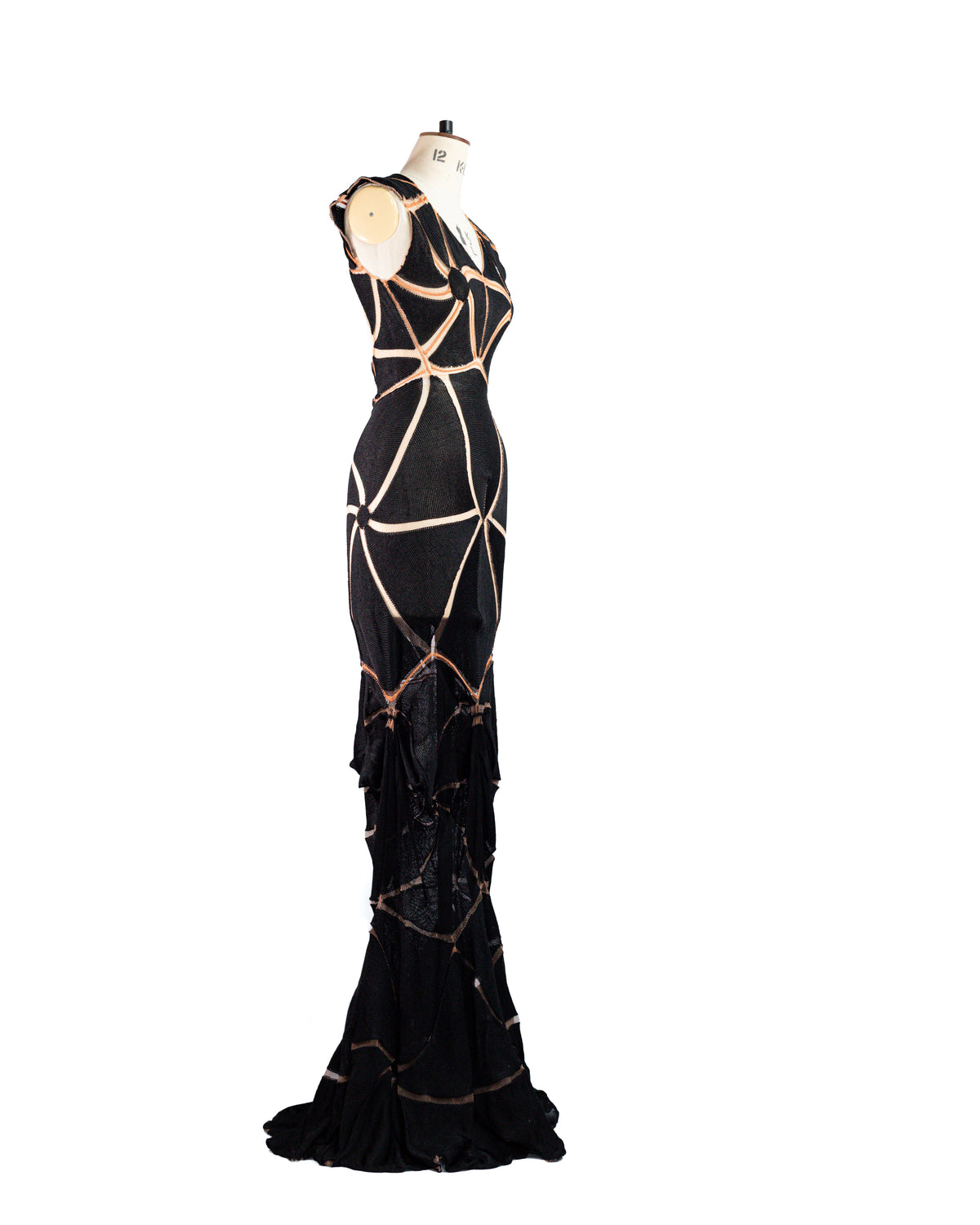 Existence Black Silk Engineered Knit Gown