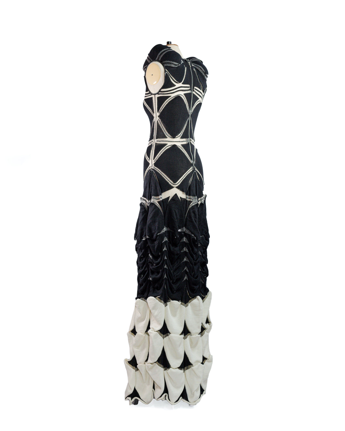 Amplitude Black & Ivory Engineered Knit Gown