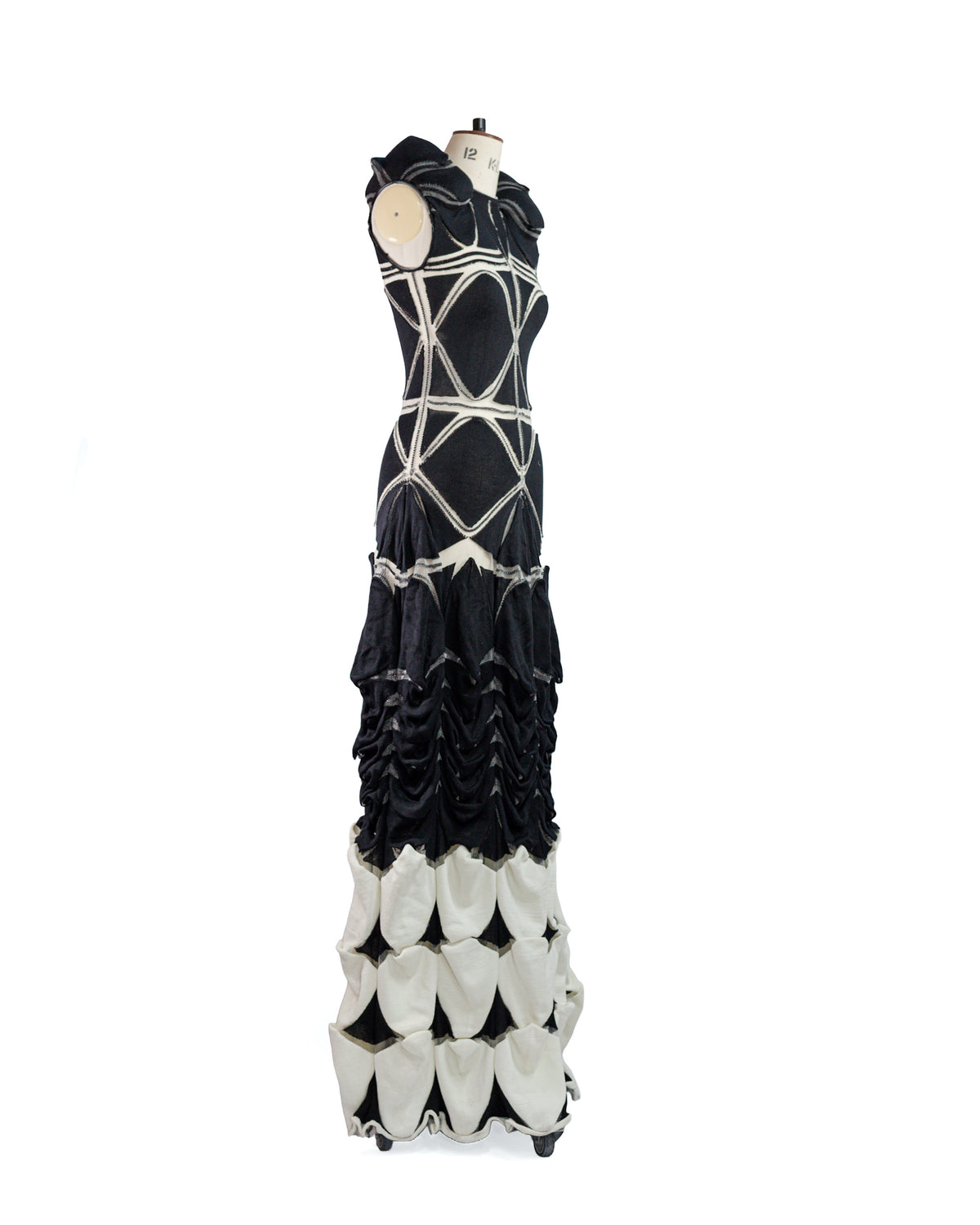 Amplitude Black & Ivory Engineered Knit Gown