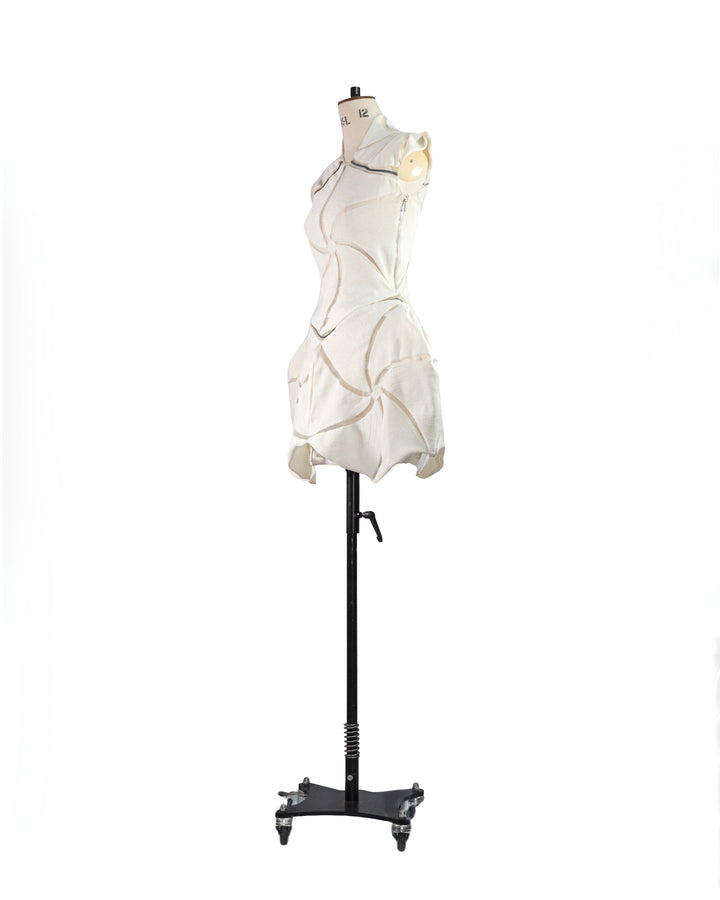 Halo Ivory Sculptural Engineered Knit Dress by Alina Stanila