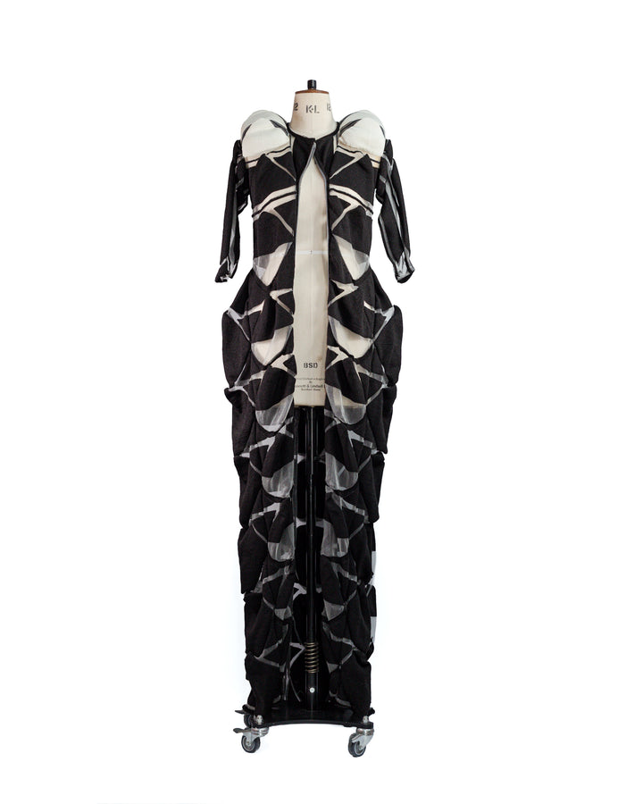 Aperture Black & Ivory Engineered Knit Coat