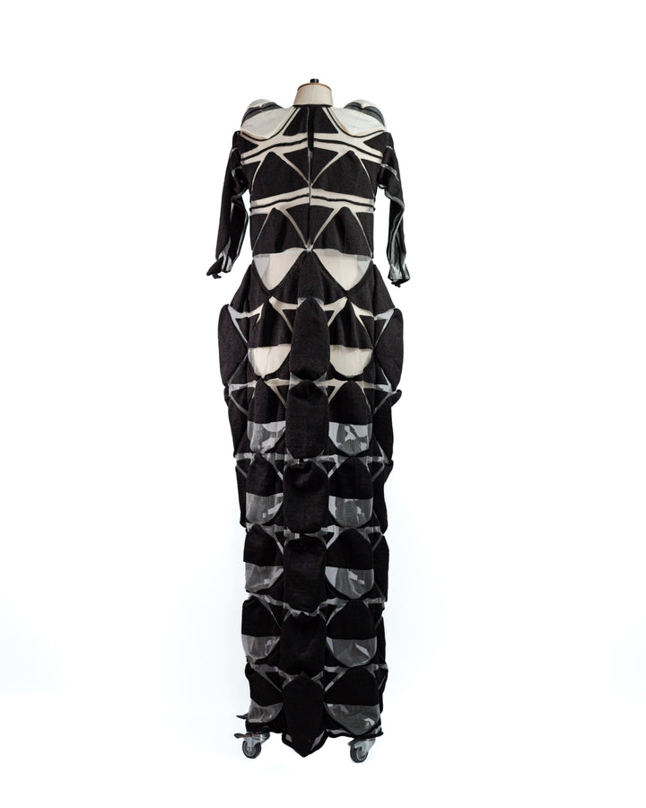 Aperture Black & Ivory Engineered Knit Coat
