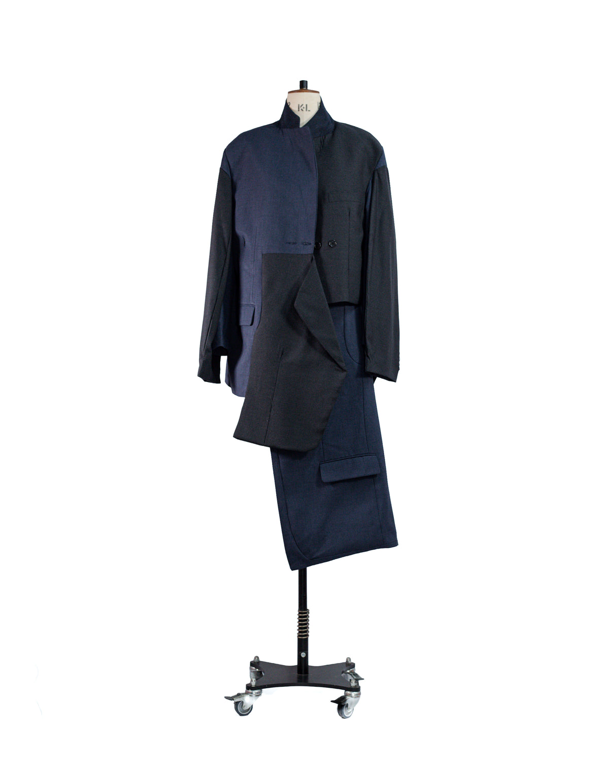 Deconstructed Wool Suit Jacket & Half Skirt