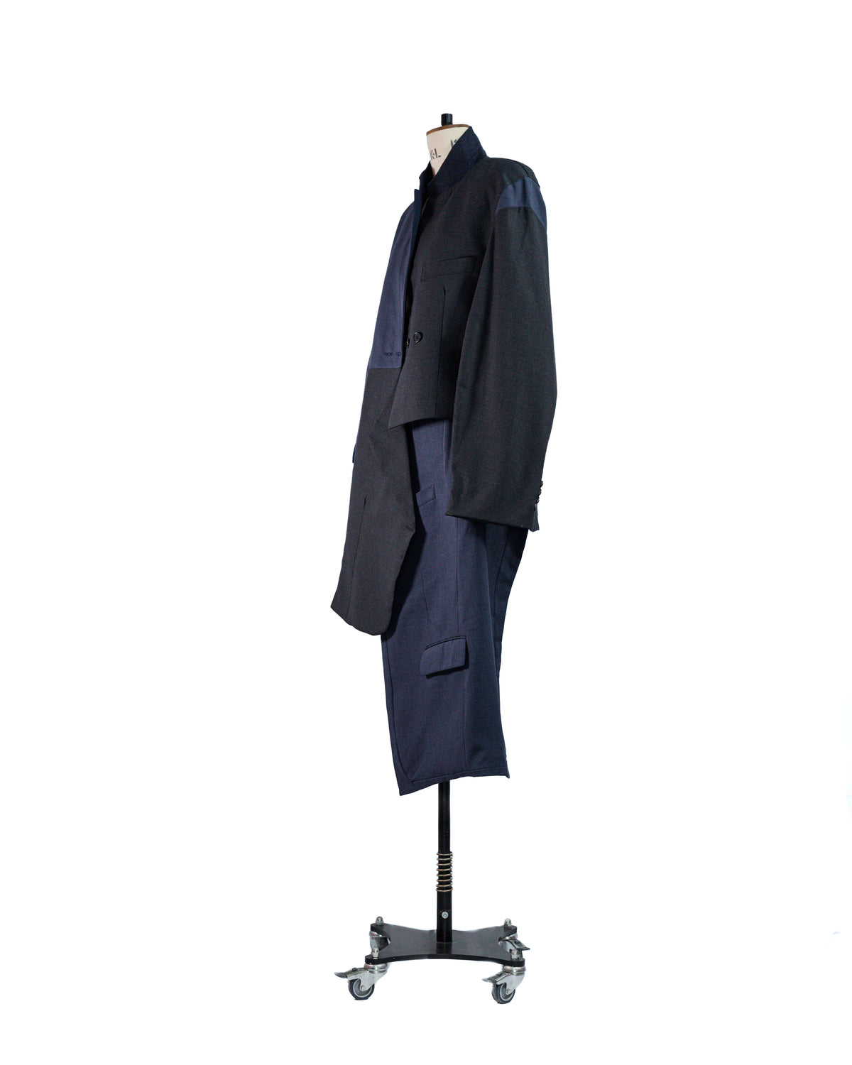 Deconstructed Wool Suit Jacket & Half Skirt