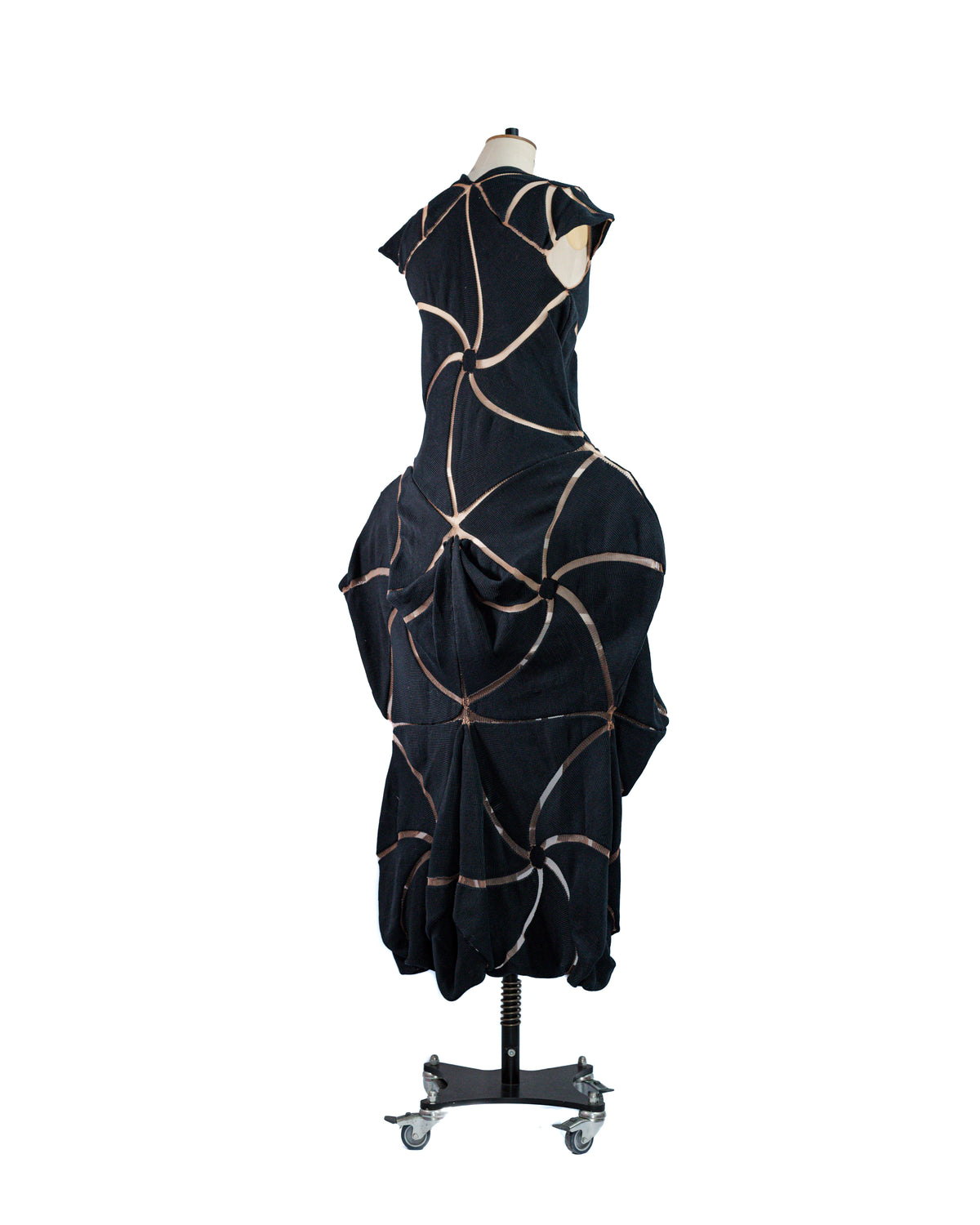 Contour Black Cotton & Monofilament Sculptural Coat by Alina Stanila