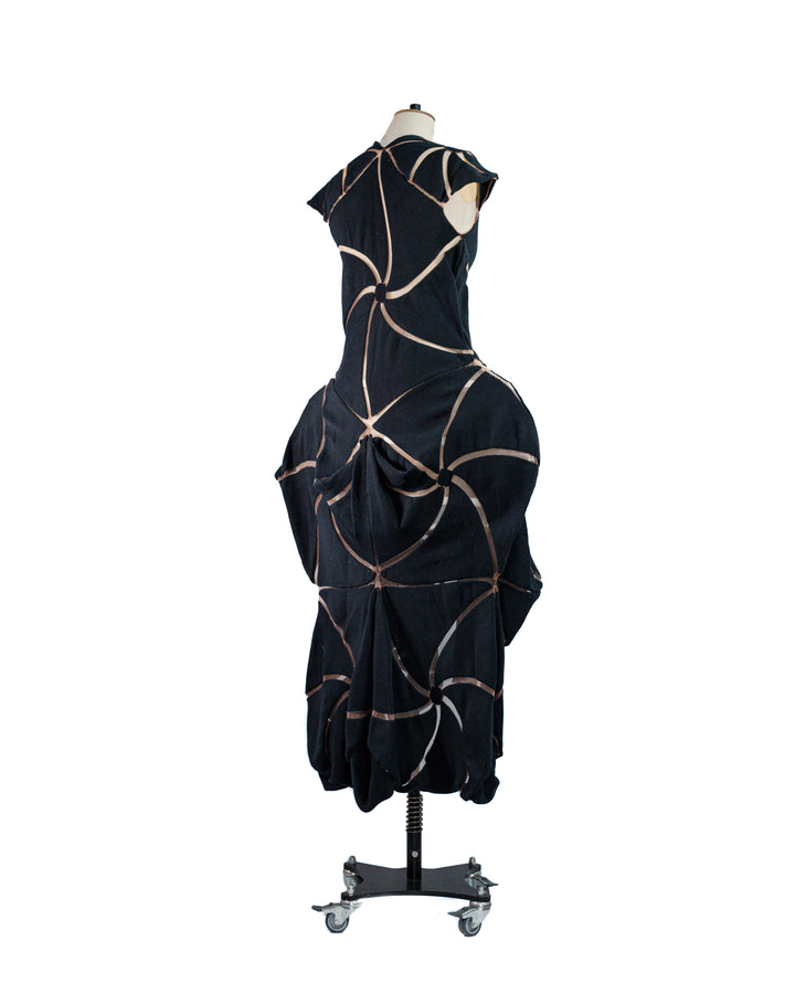 Contour Black Cotton & Monofilament Sculptural Coat by Alina Stanila