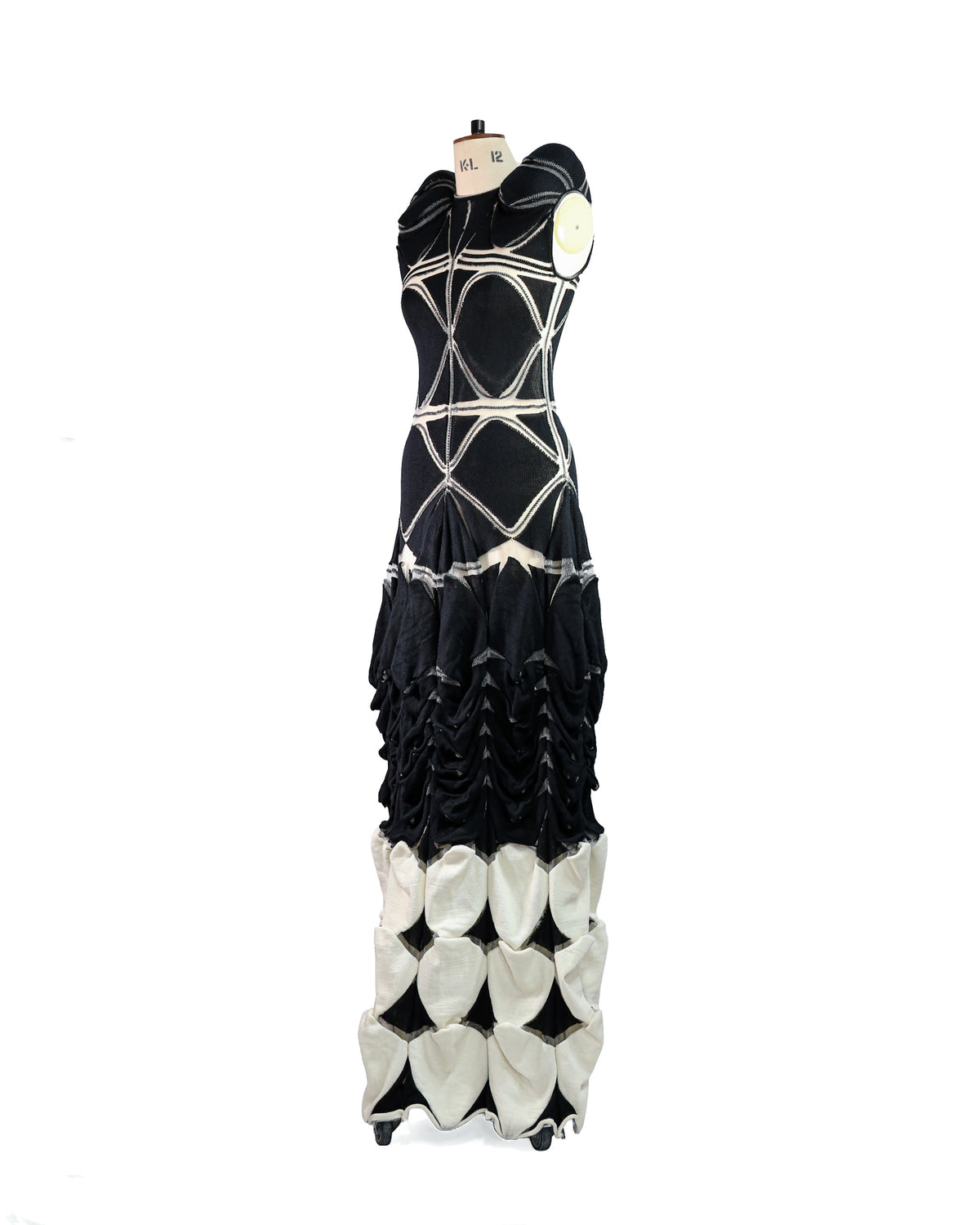 Amplitude Black & Ivory Engineered Knit Gown