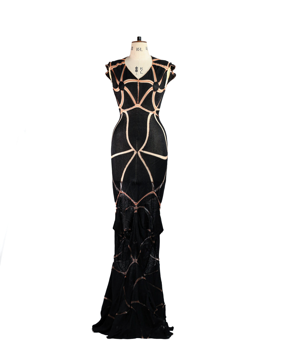 Existence Black Silk Engineered Knit Gown