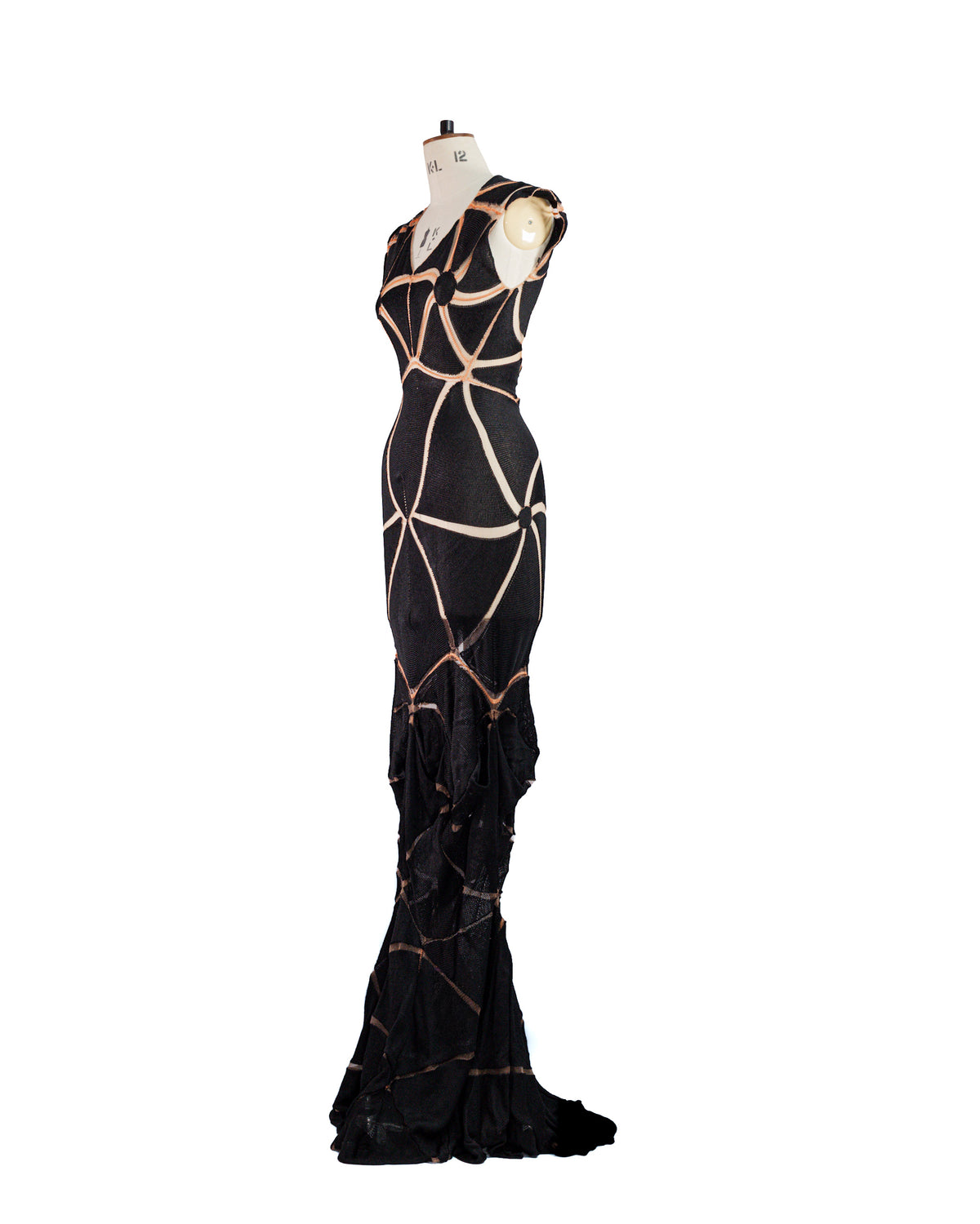 Existence Black Silk Engineered Knit Gown