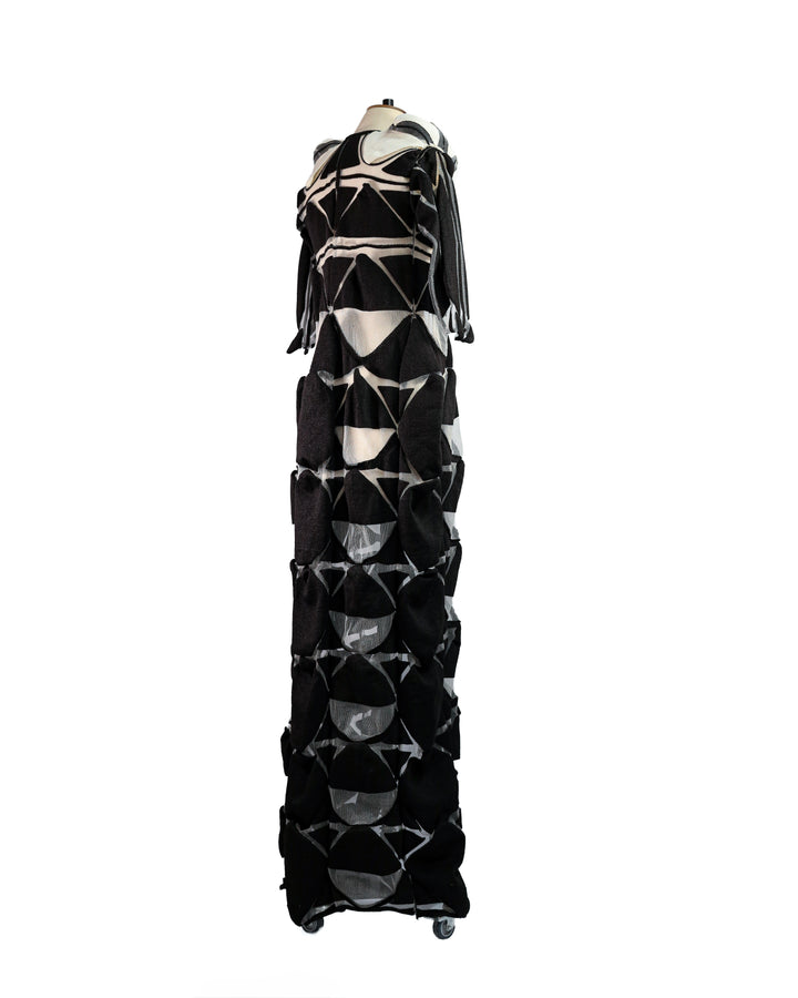 Aperture Black & Ivory Engineered Knit Coat