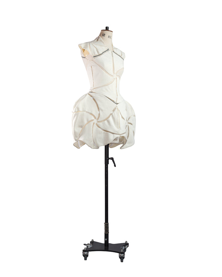 Halo Ivory Sculptural Engineered Knit Dress by Alina Stanila