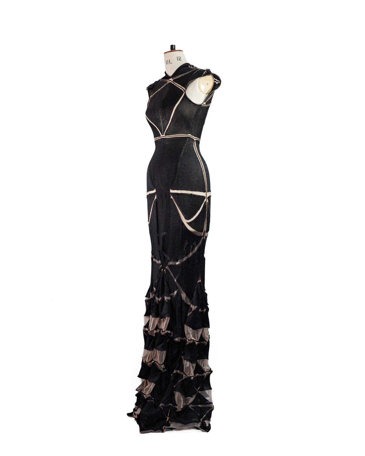 Continuum Black Silk Engineered Knit Gown