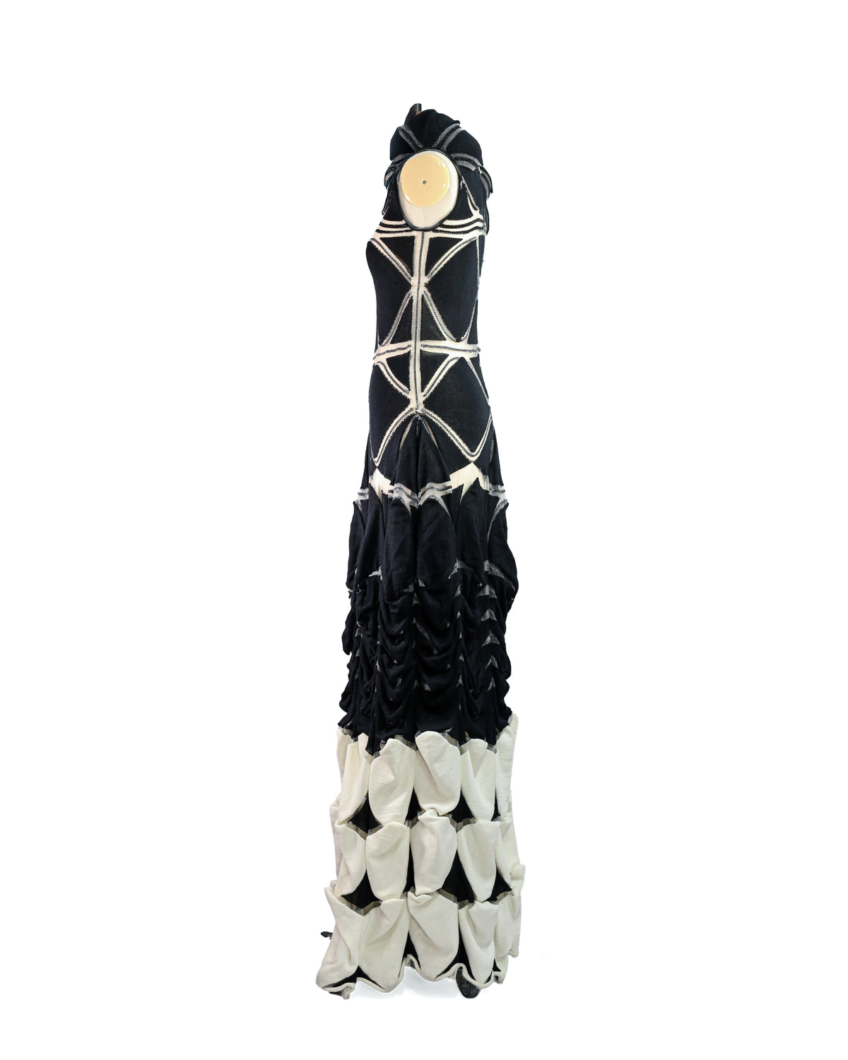 Amplitude Black & Ivory Engineered Knit Gown