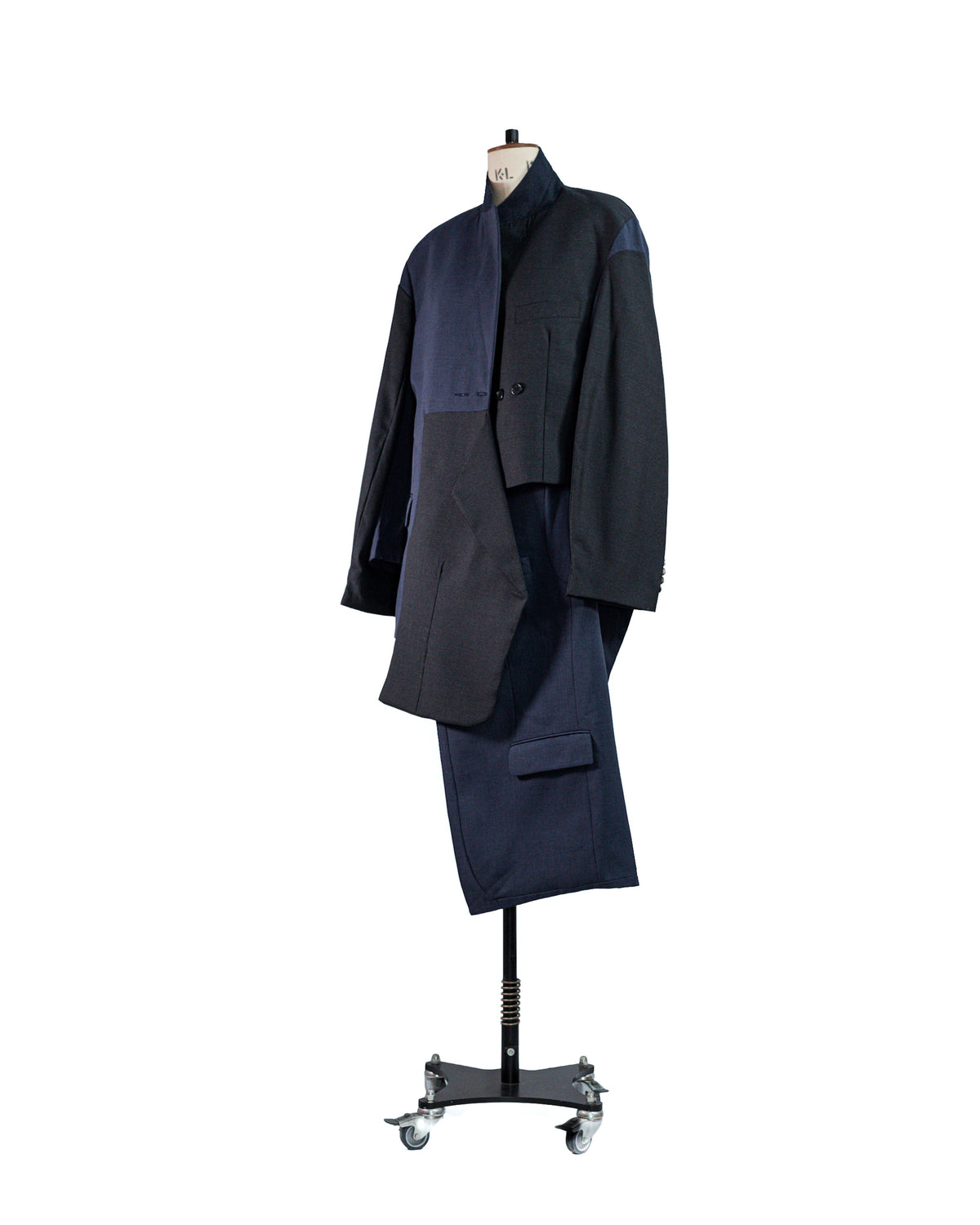 Deconstructed Wool Suit Jacket & Half Skirt
