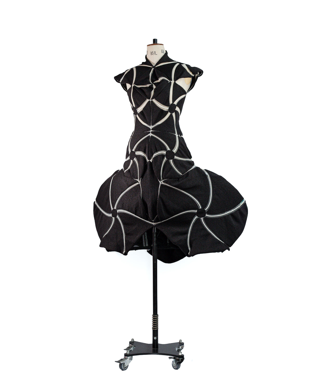 Orbit Black Sculptural Engineered Knit Dress