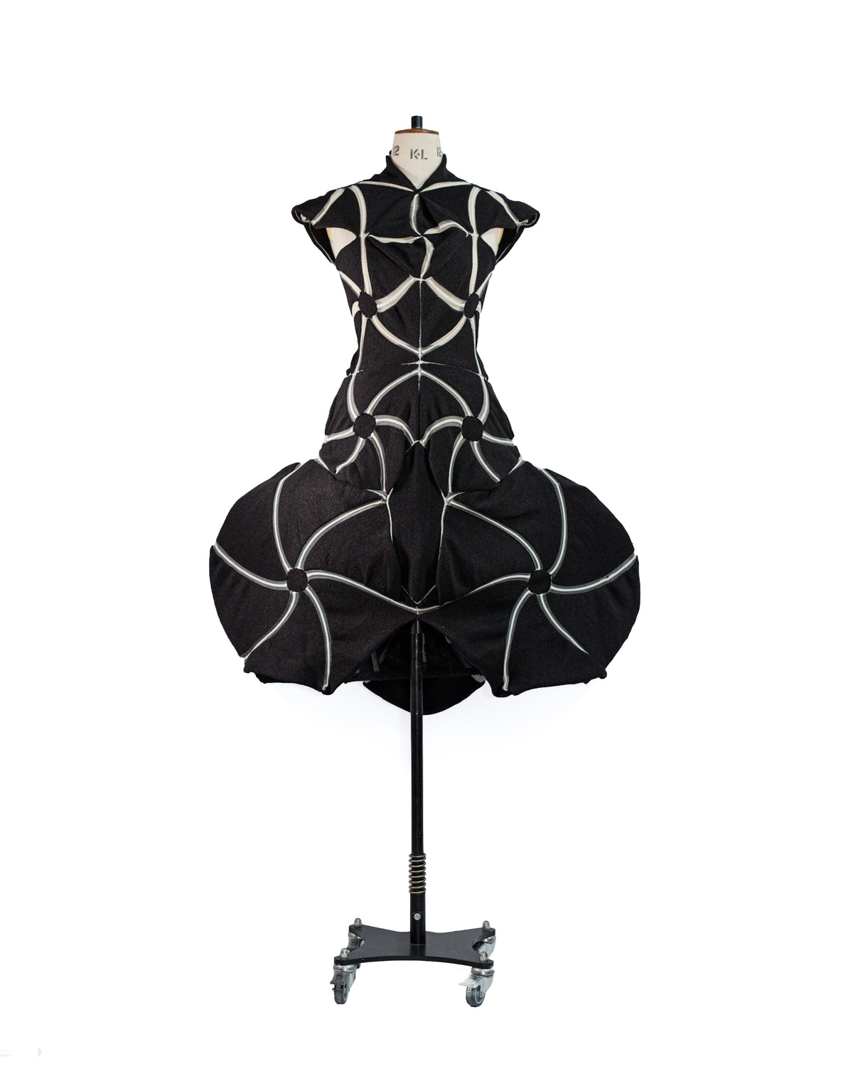 Orbit Black Sculptural Engineered Knit Dress