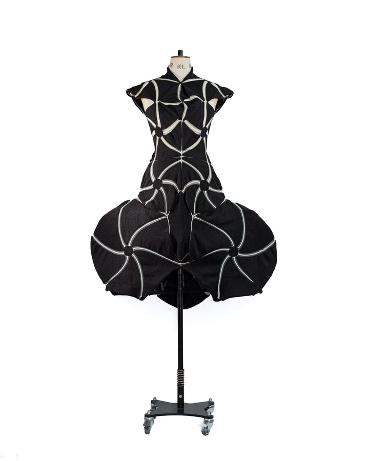 Orbit Black Sculptural Engineered Knit Dress