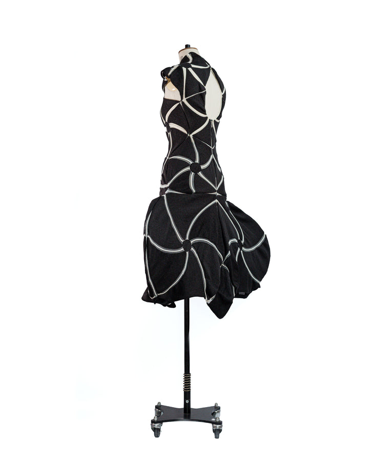 Orbit Black Sculptural Engineered Knit Dress