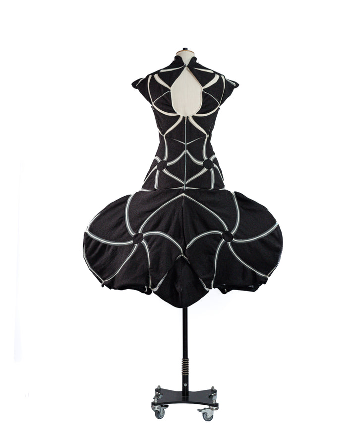 Orbit Black Sculptural Engineered Knit Dress