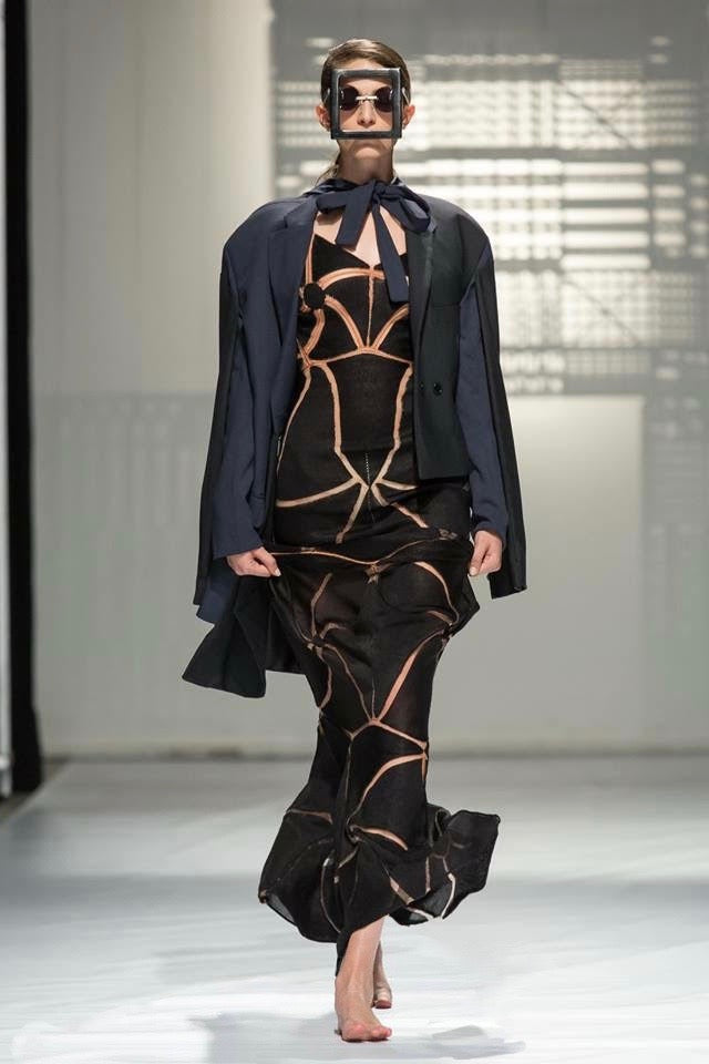 Existence Black Silk Engineered Knit Gown