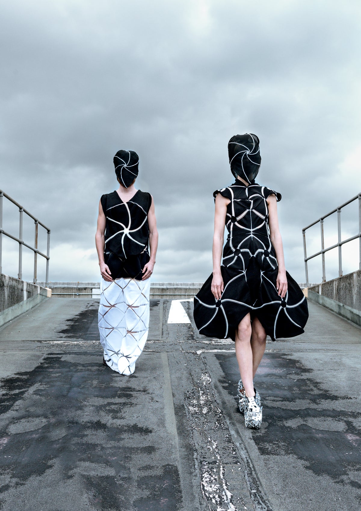 Orbit Black Sculptural Engineered Knit Dress