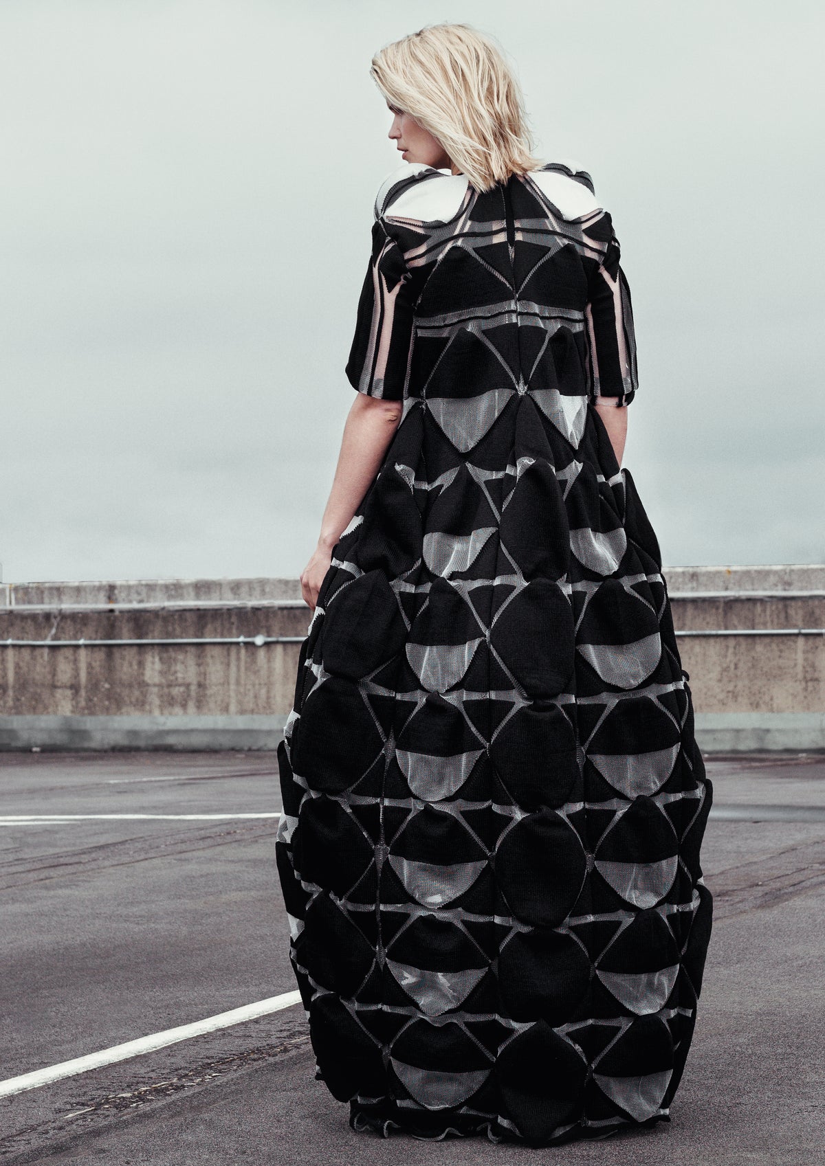 Aperture Black & Ivory Engineered Knit Coat