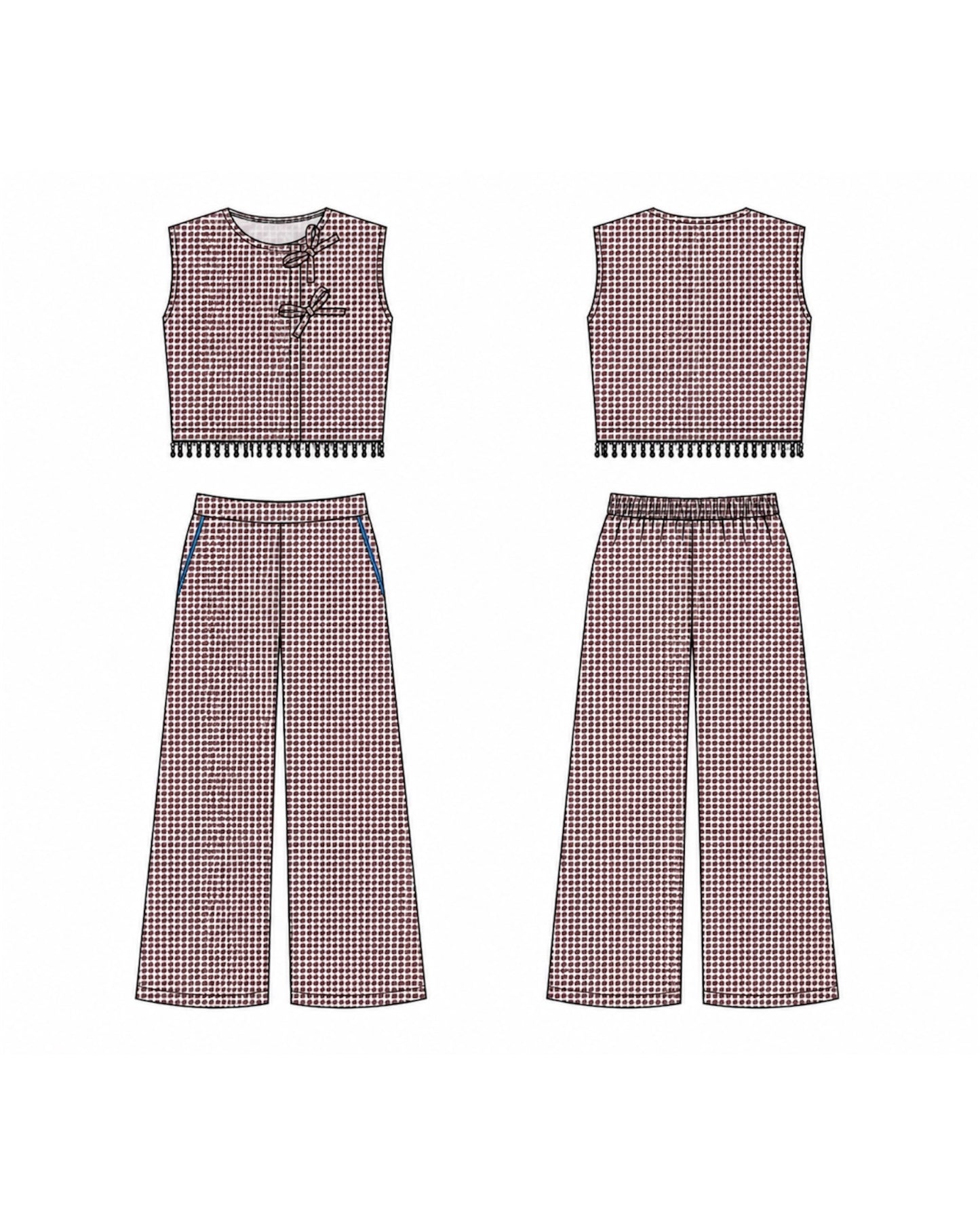 Tied Front Top &  High Waist Trousers Set