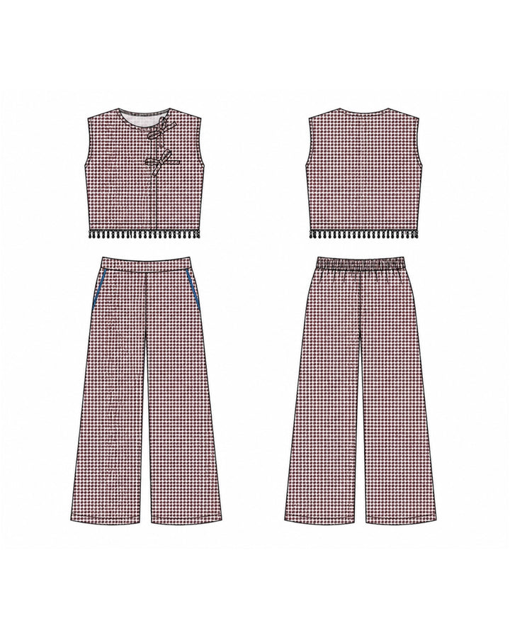 Tied Front Top &  High Waist Trousers Set