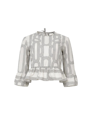 Abstract Sunset Peplum Top