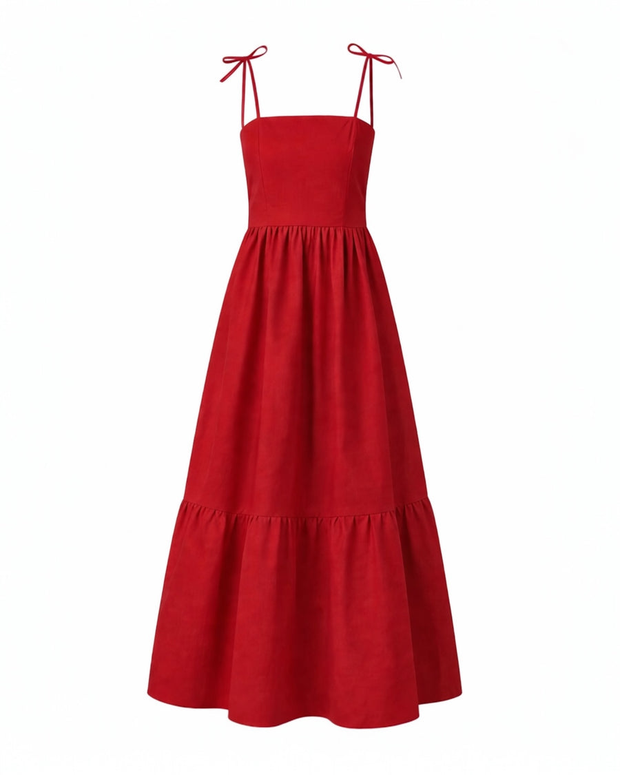 Mystic Moods Vintage Red Bow Maxi Dress