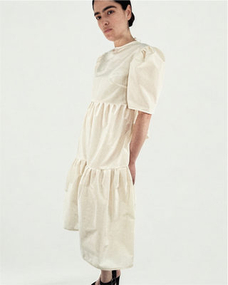 Mystic Moods Silk Moire Maxi with Puff Sleeves